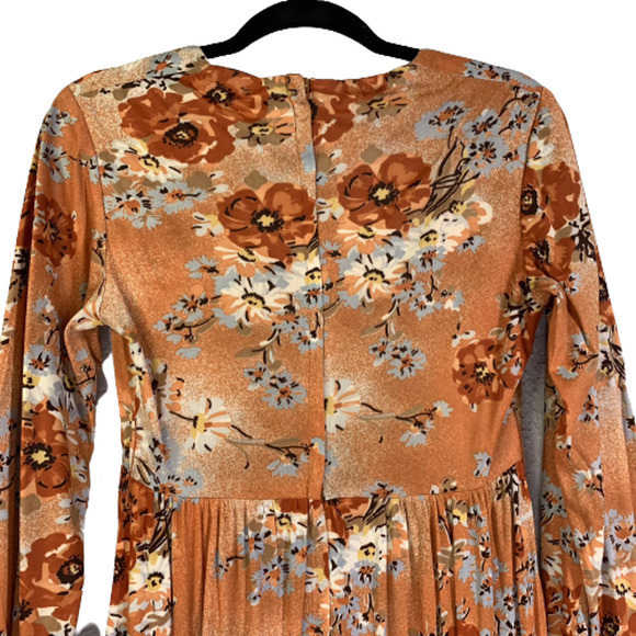 BIANCHI Vintage Orange Floral Print Maxi Dress - Picture 8 of 12